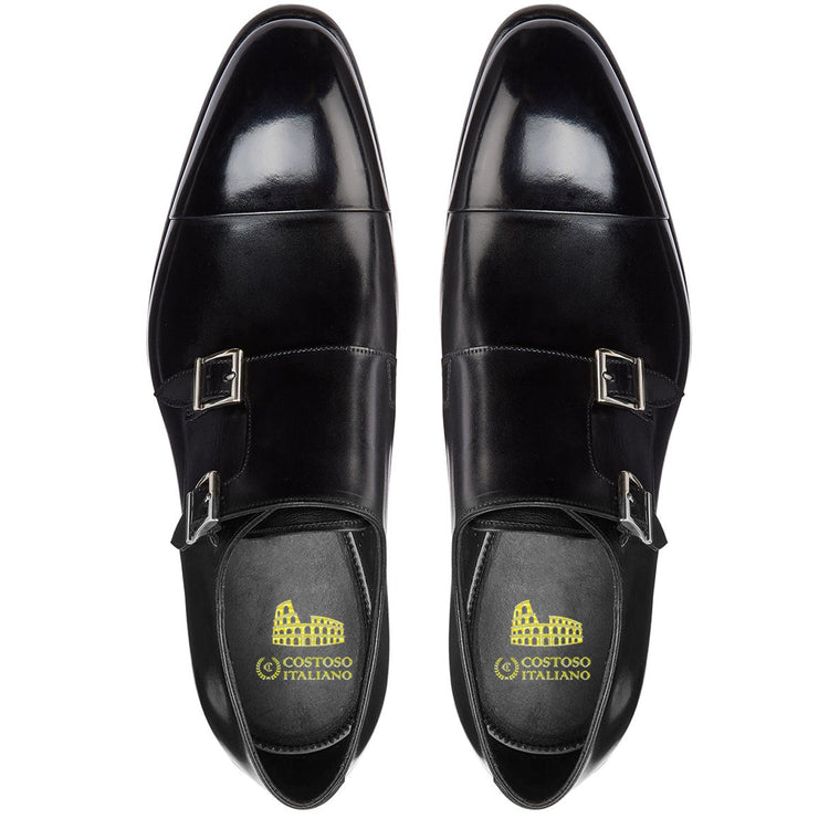 Height Increasing Black Leather Castle Monk Straps