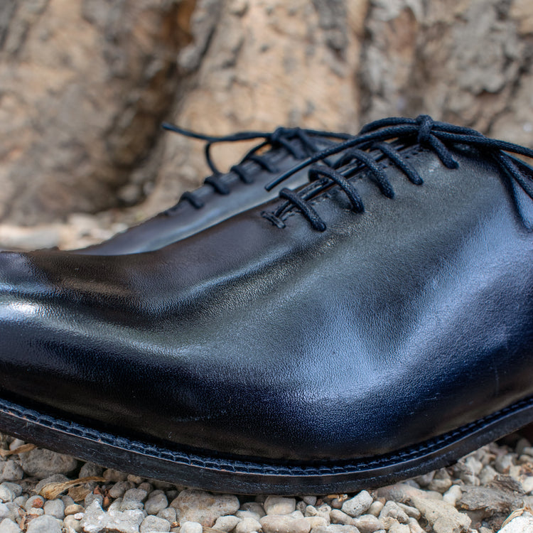 Height Increasing Black Leather Drayton One Cut Oxfords - Formal Shoes