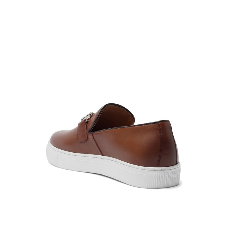 Height Increasing Tan Leather Alvin Horse Bit Sneakers