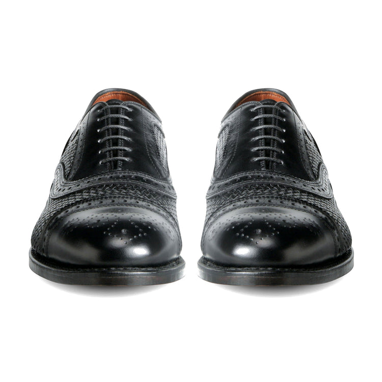 Height Increasing Black Braided Leather Morice Brogue Oxfords