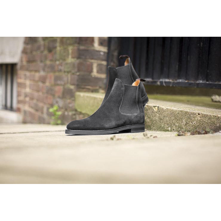 Height Increasing Black Suede Fenland Slip On Chelsea Boots