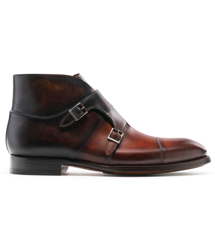 Height Increasing Brown Leather Ortigas Monk Strap Boots