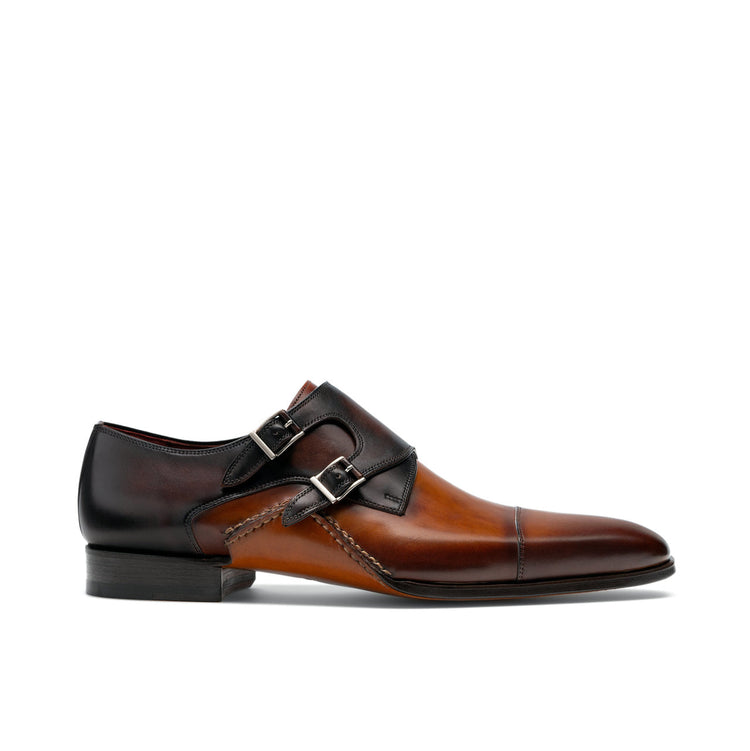 Height Increasing Tan & Brown Leather Cooma Monk Straps Shoes