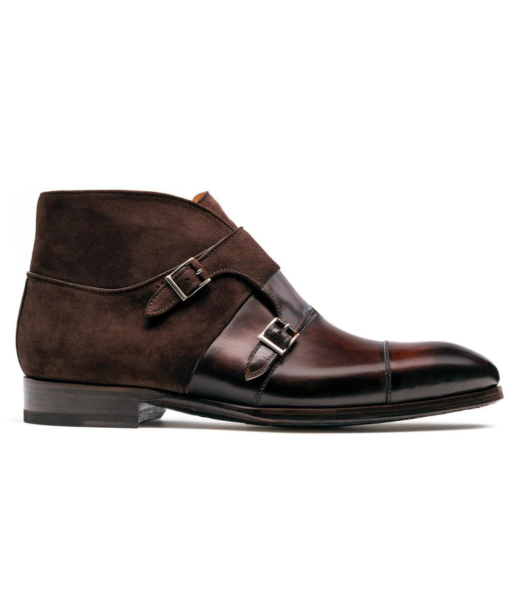 Brown Leather Batasang Monk Strap Boots