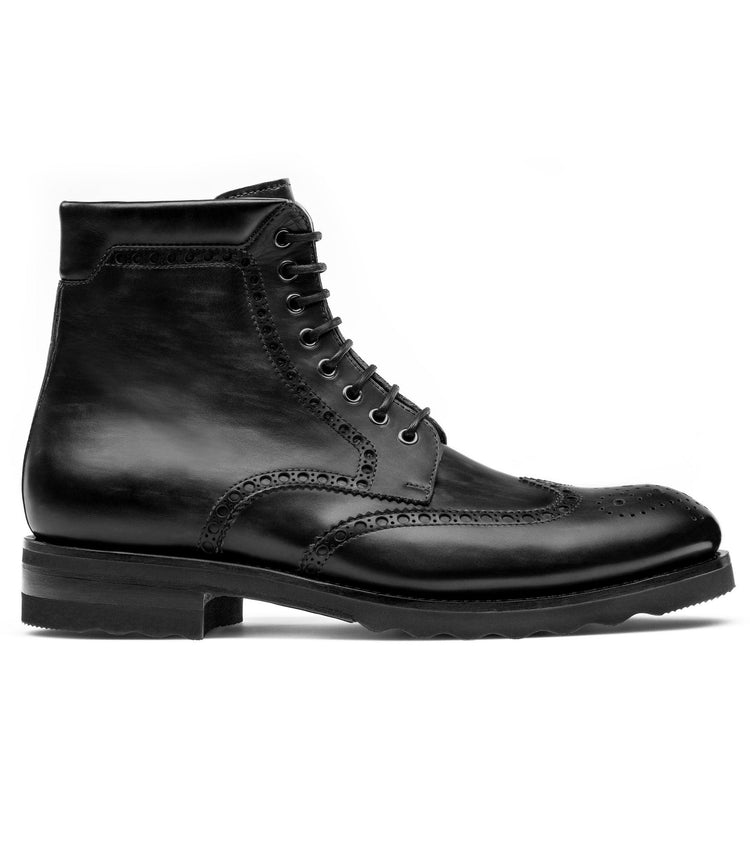 Black Leather Rennes Chunky Derby Boots