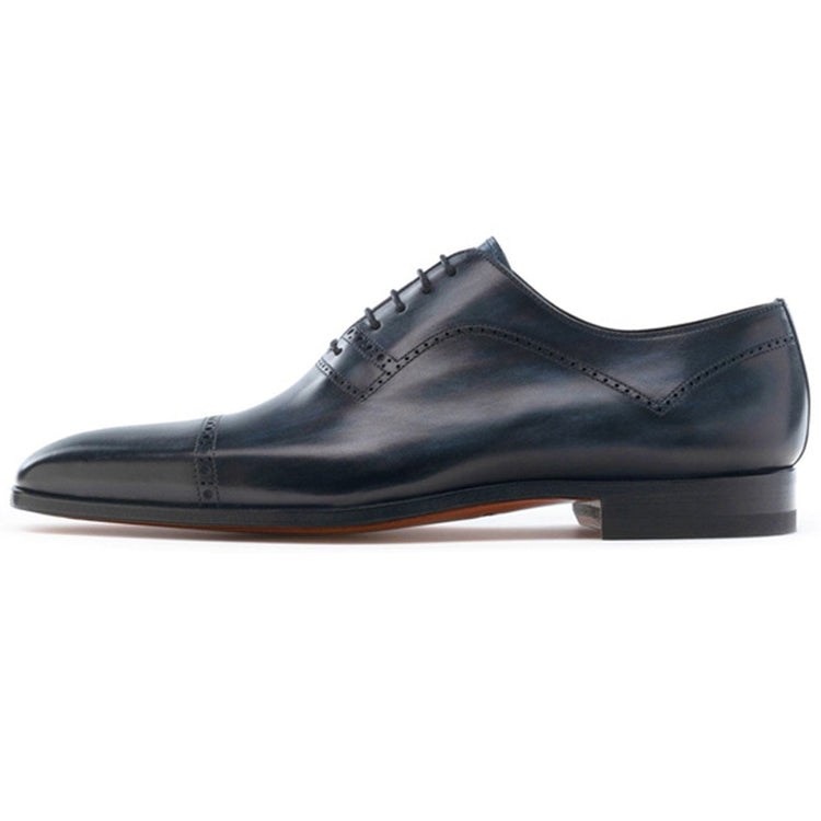 Flat Feet Shoes - Navy Blue Leather Crofton Brogue Oxfords with Arch Support