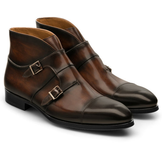 Brown Leather Cosham Monk Strap Boots