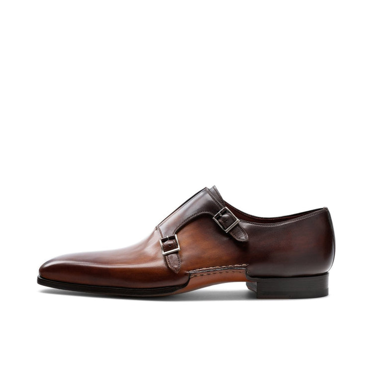 Flat Feet Shoes - Tan & Brown Leather Ballina Monk Straps Shoes with Arch Support
