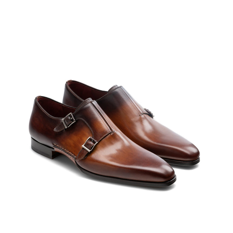 Tan & Brown Leather Ballina Monk Straps Shoes