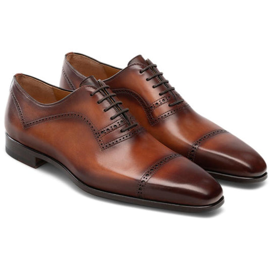 Flat Feet Shoes - Brown Leather Crofton Brogue Oxfords with Arch Support