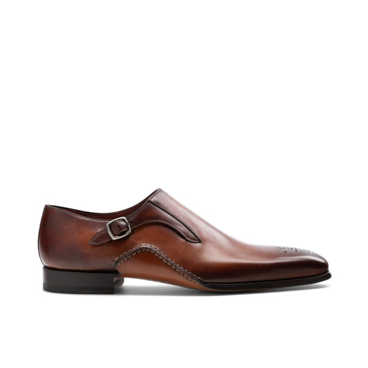 Height Increasing Brown Leather Victoria Monk Straps Shoes