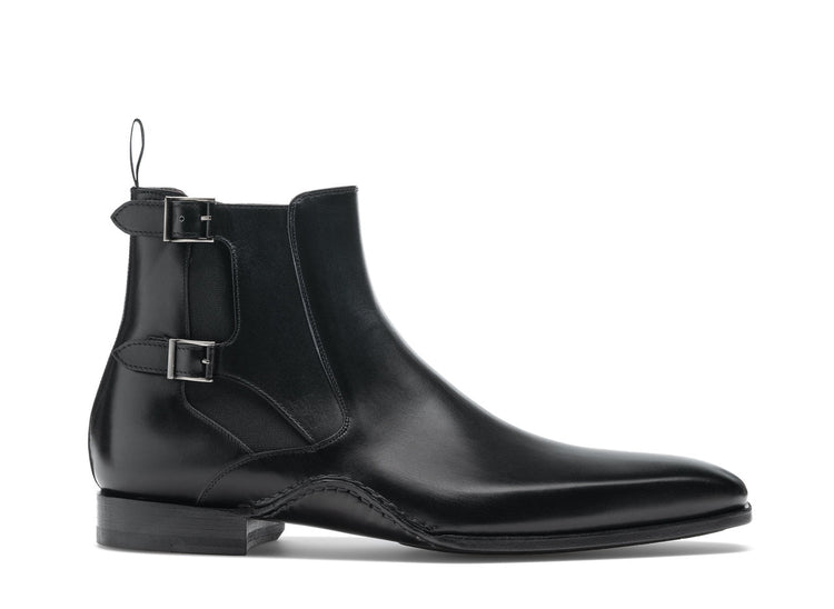 Height Increasing Black Leather Dubbow Chelsea Boots
