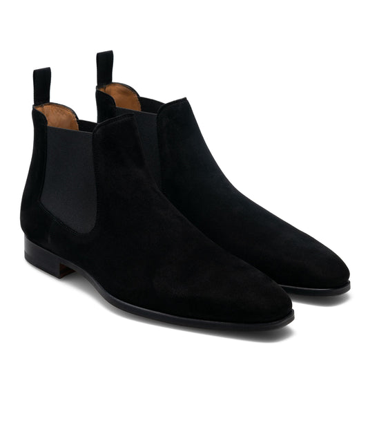 Height Increasing Black Suede Strasburg Chelsea Boots