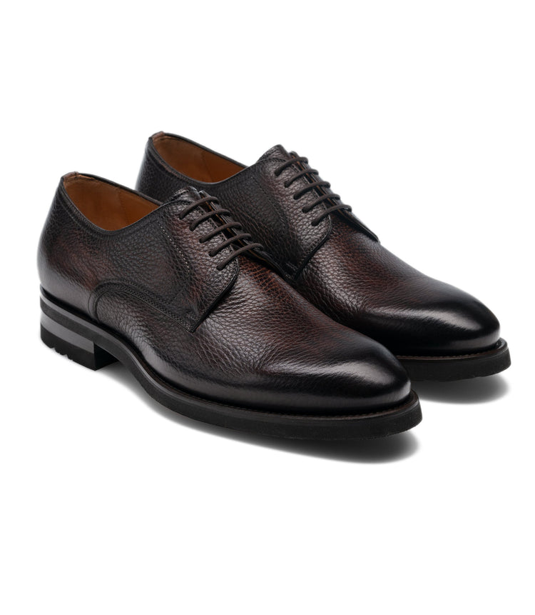 Brown Leather Scripton Chunky Derby Shoes