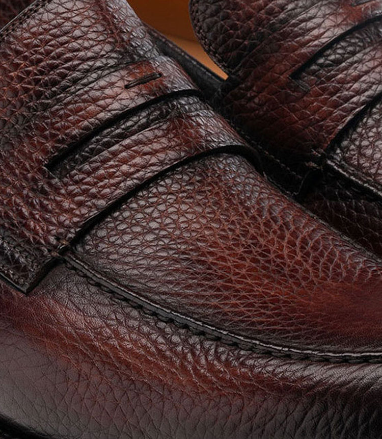 Height Increasing Brown Leather Montreal Chunky Loafers