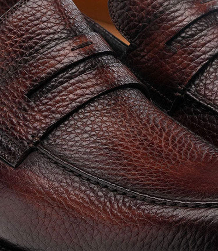 Height Increasing Brown Leather Montreal Chunky Loafers