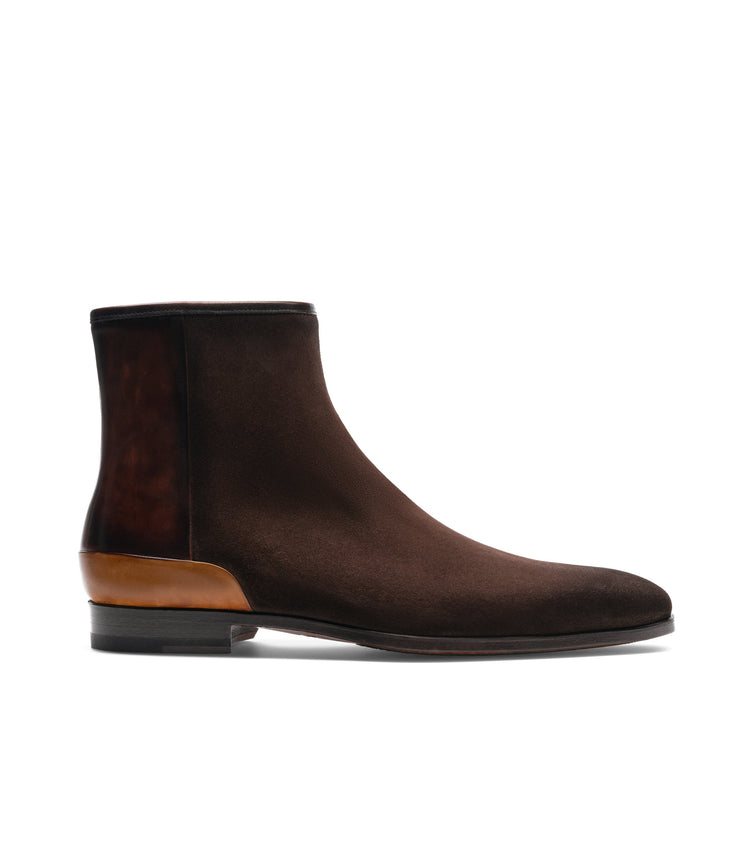 Height Increasing Brown Suede Nicotus Chelsea Zipper Boots