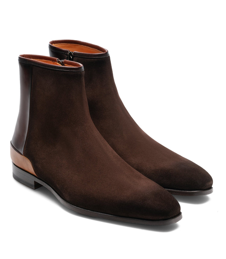 Height Increasing Brown Suede Nicotus Chelsea Zipper Boots