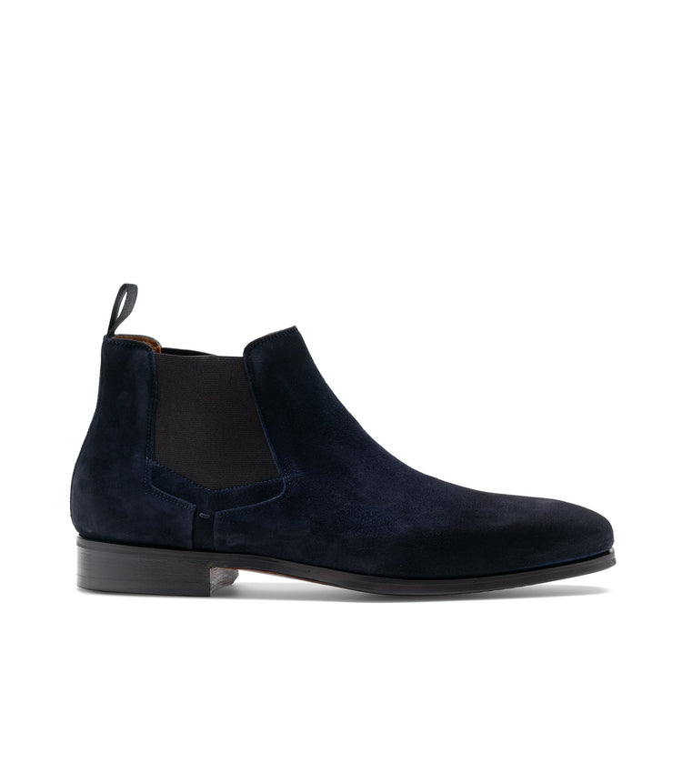 Flat Feet Shoes - Navy Blue Suede Nantes Chelsea Boots with Arch Support