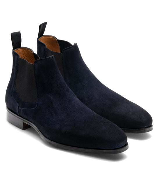 Height Increasing Navy Blue Suede Nantes Chelsea Boots