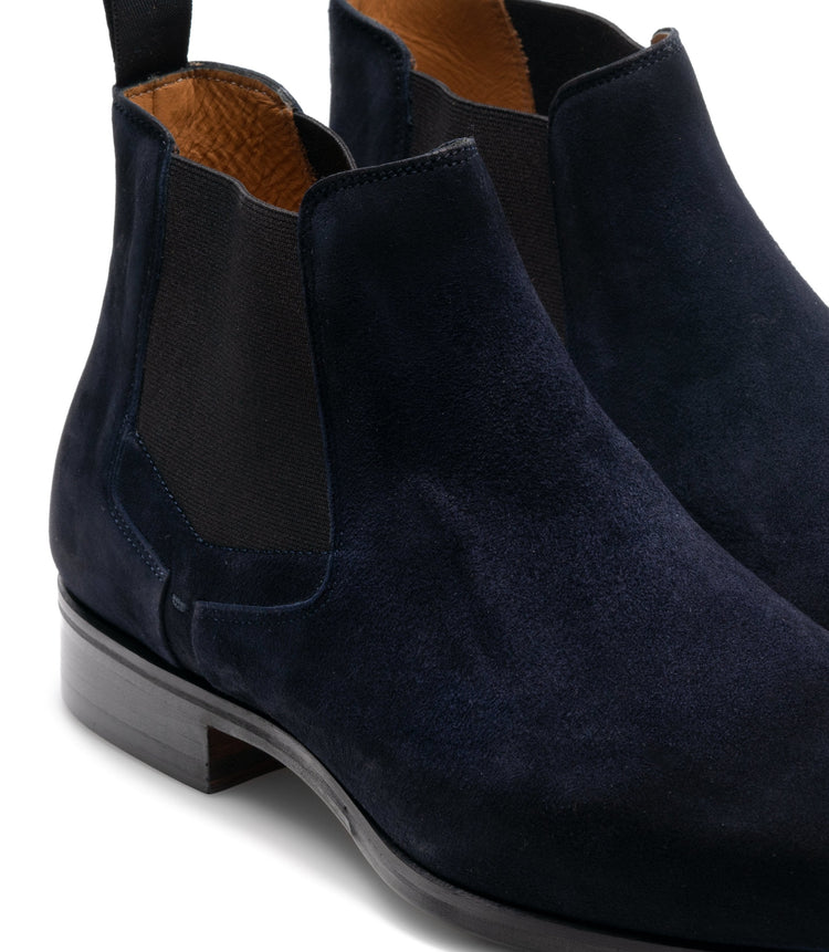 Flat Feet Shoes - Navy Blue Suede Nantes Chelsea Boots with Arch Support
