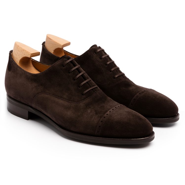Height Increasing Brown Suede Eastney Toe Cap Oxfords
