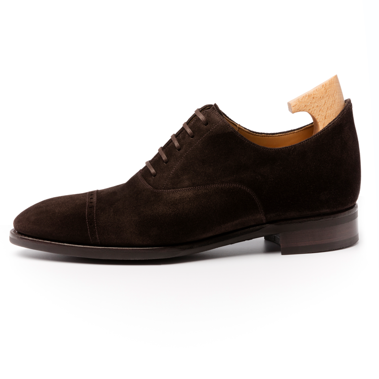 Height Increasing Brown Suede Eastney Toe Cap Oxfords