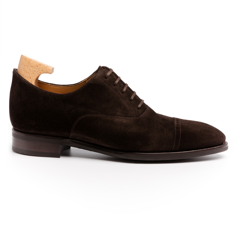 Height Increasing Brown Suede Eastney Toe Cap Oxfords