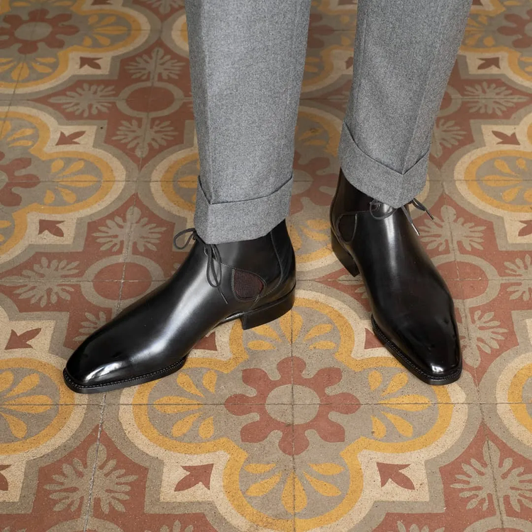 Black Leather Cowra Chelsea Boots