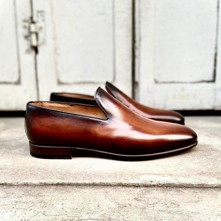 Brown Braided Leather Ourense Slipper Loafers