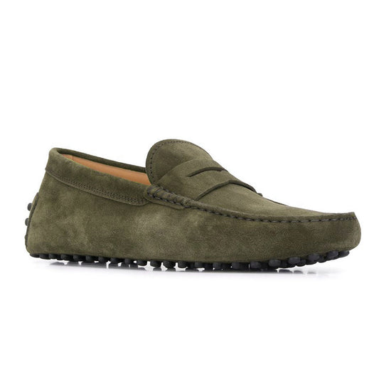 Green Suede Alcalde Penny Driving Loafers