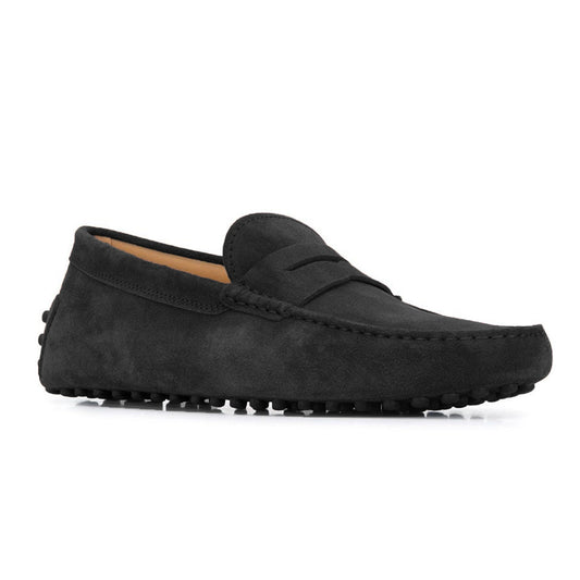 Height Increasing Black Suede Alcalde Penny Driving Loafers