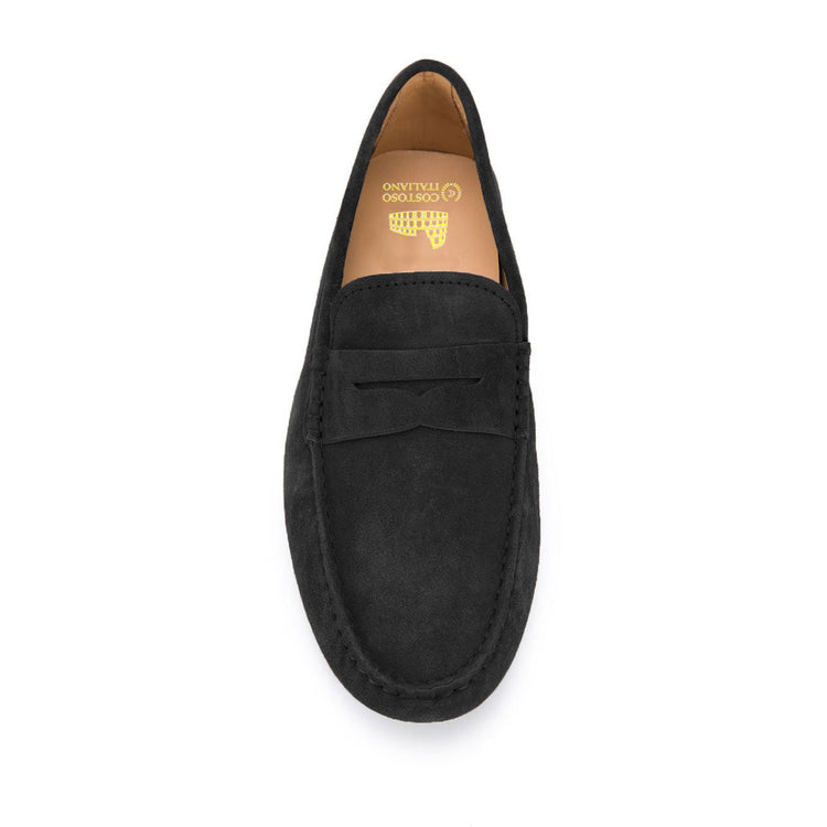 Black Suede Alcalde Penny Driving Loafers