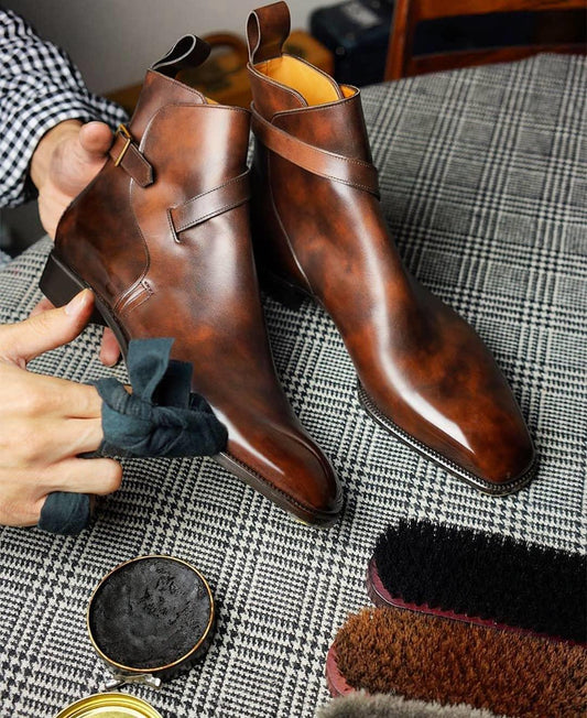 Tan Brown Leather Albon Slip On Jodhpur Boots