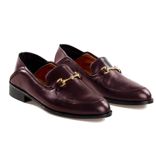 Brown Burgundy Leather Penela Horsebit Collapsible Loafer Slippers