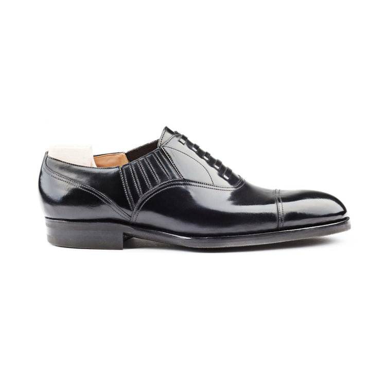 Goodyear Welted Braga Black Leather Oxford With Violin Leather Sole