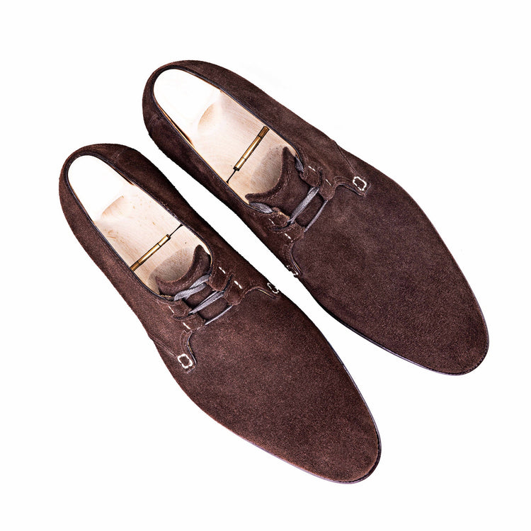 Height Increasing Goodyear Welted Sardoal Brown Suede Derby Loafer With Violin Leather Sole