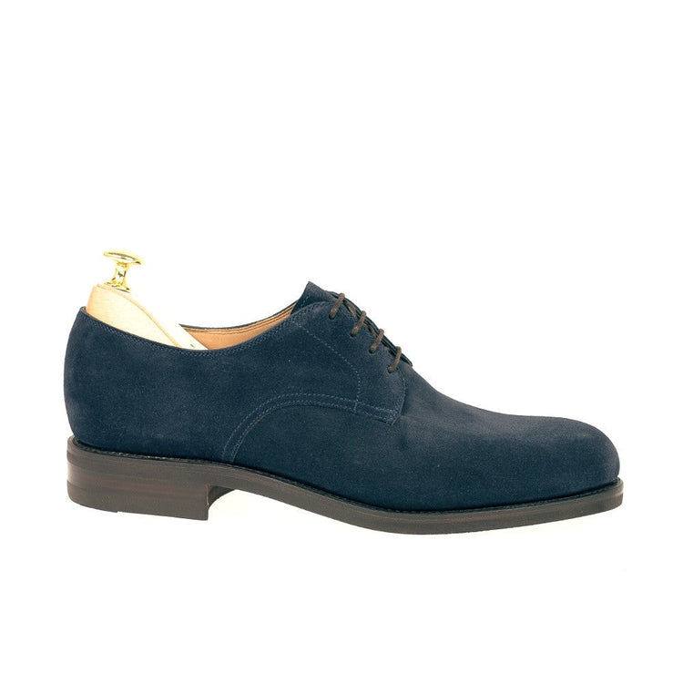 Height Increasing Navy Blue Suede Holstein Derby Shoes