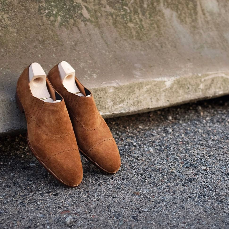 Height Increasing Tan Suede Teruel Brogue Loafers