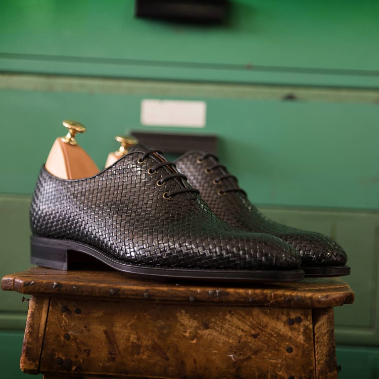Black Braided Leather Toecap Nazare Oxfords - Formal Shoes