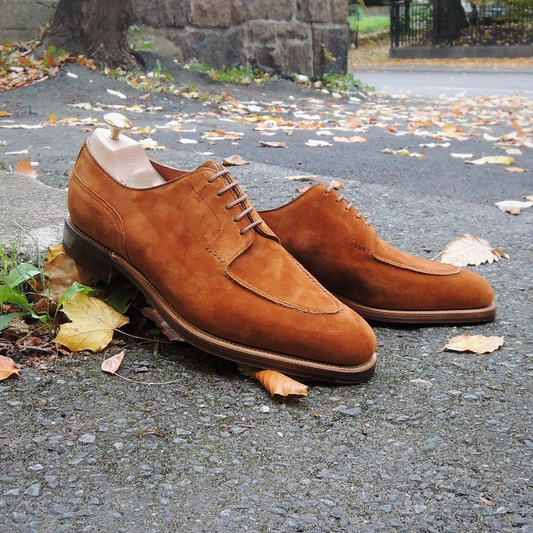 Height Increasing Tan Suede Castelo Derby Shoes