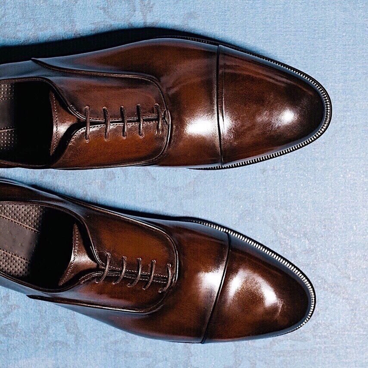 Brown Leather Huanuni Toe Cap Oxford Shoes