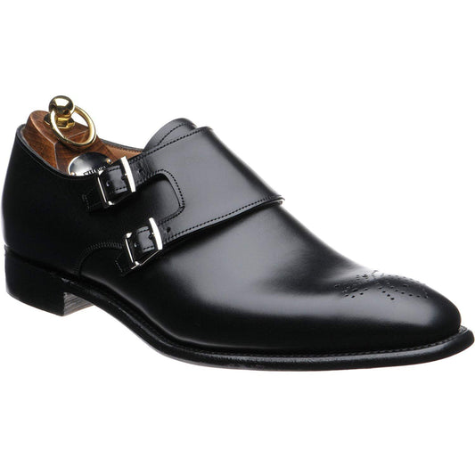 Black Leather Baffins Monk Straps