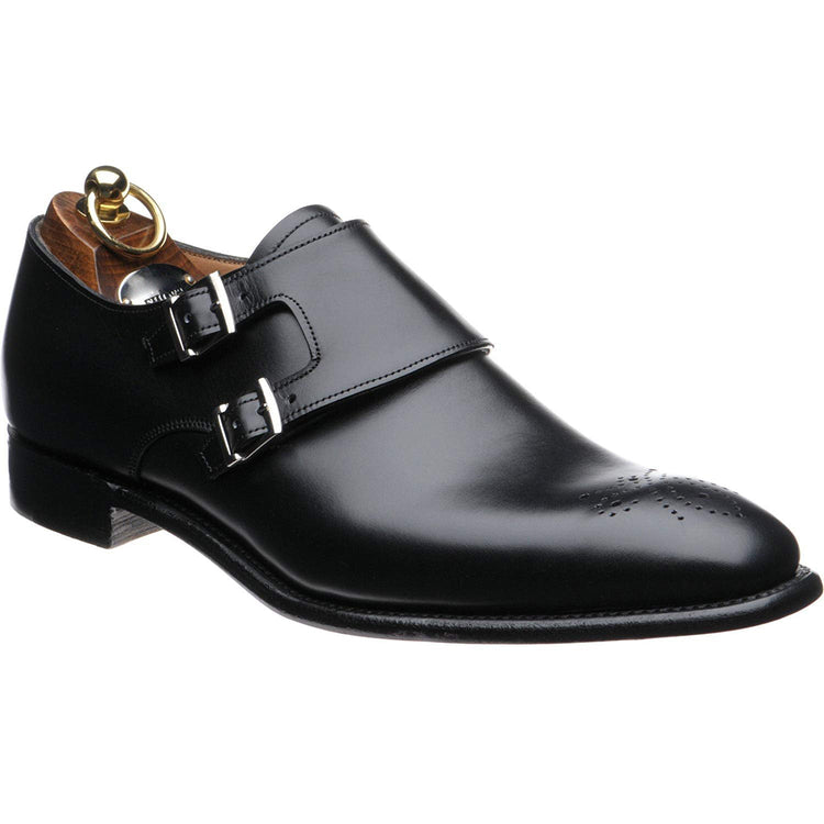 Black Leather Baffins Monk Straps