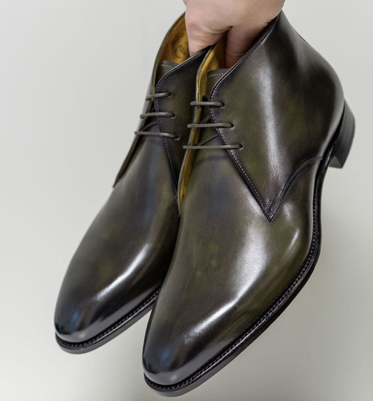 Green Leather Gabrovo Chukka Lace Up Boots