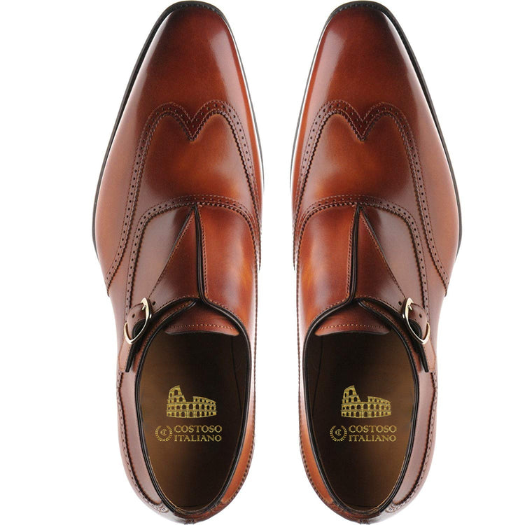Tan Leather Sandbanks Brogue Monk Straps