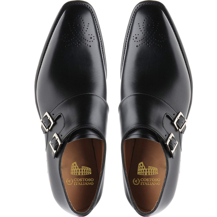 Black Leather Baffins Monk Straps