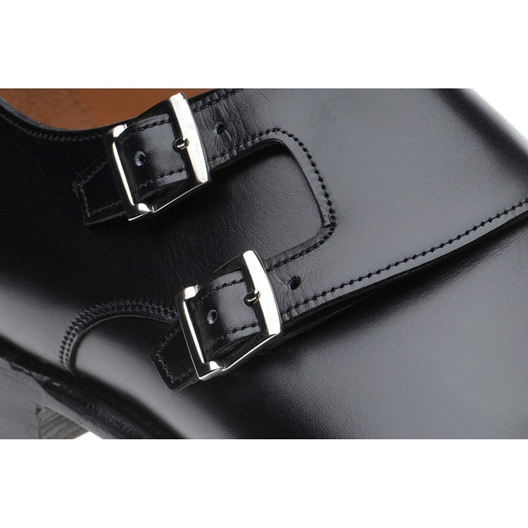 Black Leather Baffins Monk Straps