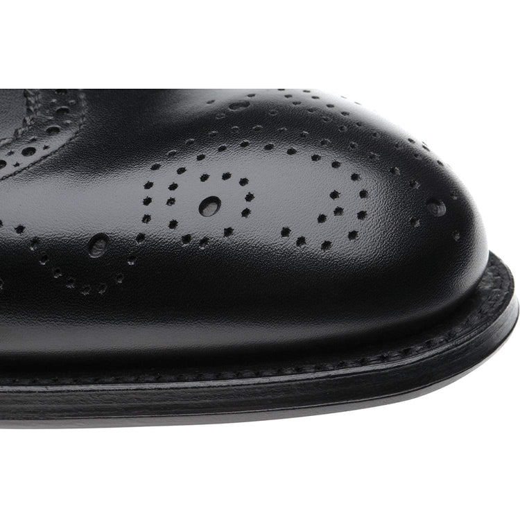 Black Leather Copnor Brogue Monk Straps