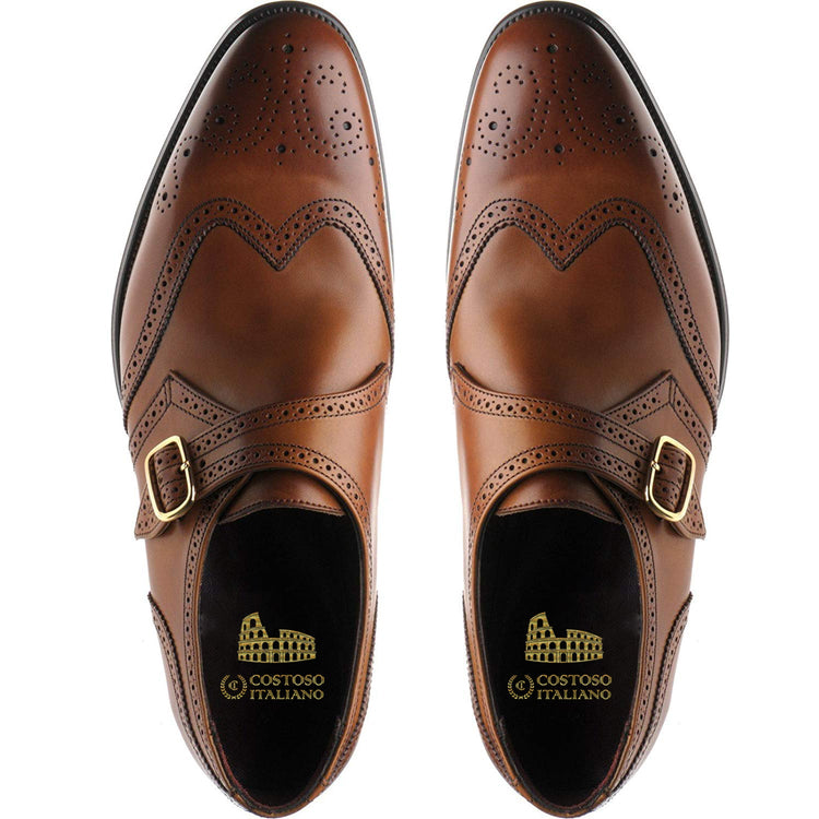 Brown Leather Landport Brogue Monk Straps